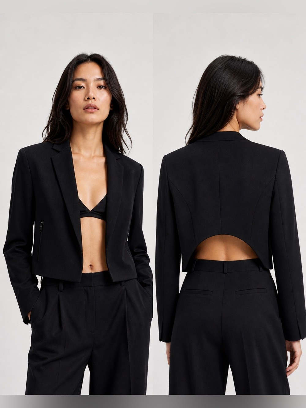 Sportmax Code Max Mara Cropped Black Blazer Jacket